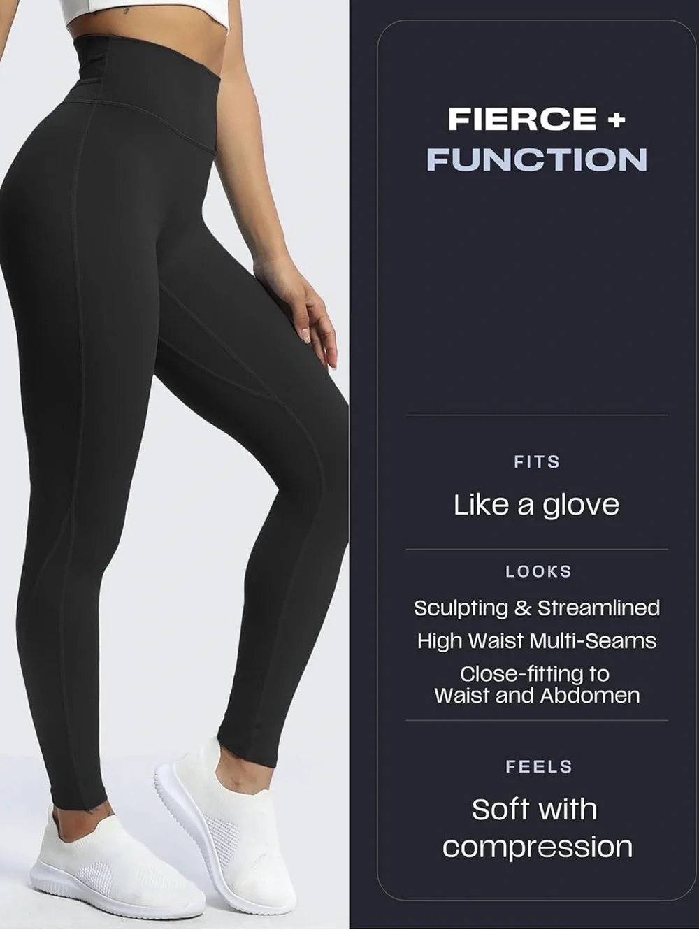AOXJOX Black High Waisted Sculpting Leggings Medium M Gym Yoga Booty Contour - Picture 9 of 12